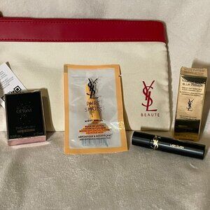 YSL Beauté Cream Canvas & Red Leather Wristlet Pouch + Black Opium and MORE!